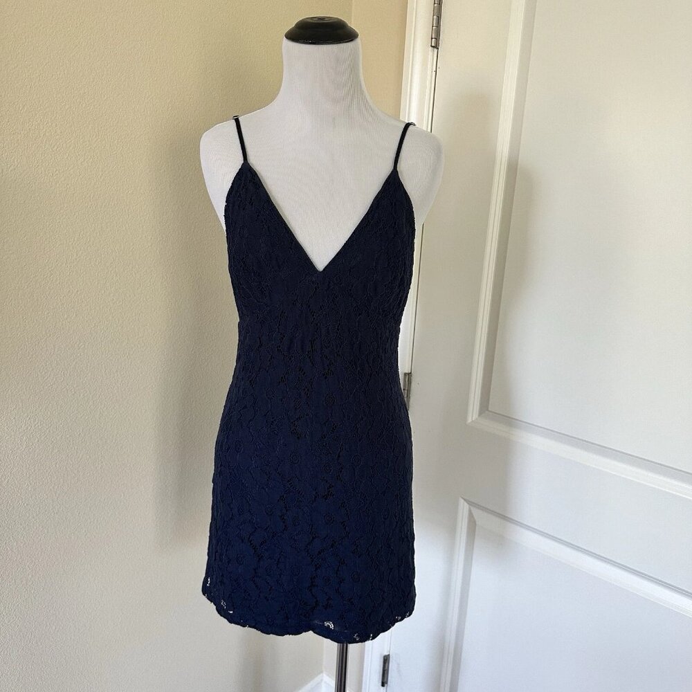 Obey Women’s Navy Blue Domino Lace Mini Dress Size Small